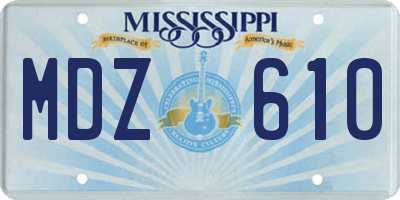 MS license plate MDZ610