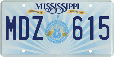 MS license plate MDZ615