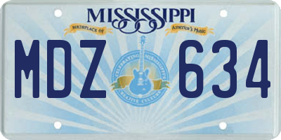 MS license plate MDZ634
