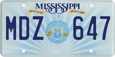 MS license plate MDZ647