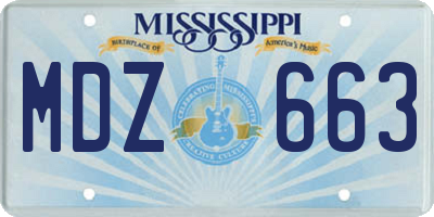 MS license plate MDZ663