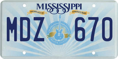 MS license plate MDZ670