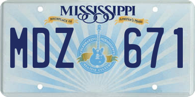 MS license plate MDZ671