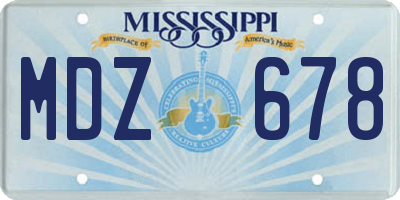 MS license plate MDZ678