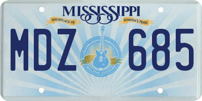 MS license plate MDZ685