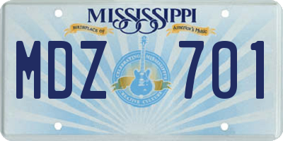 MS license plate MDZ701