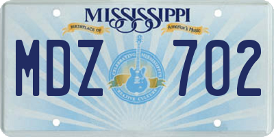 MS license plate MDZ702