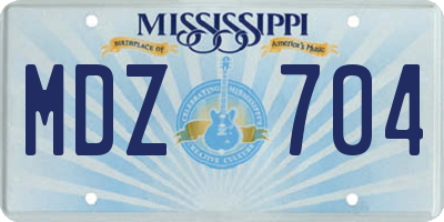 MS license plate MDZ704