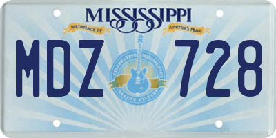 MS license plate MDZ728
