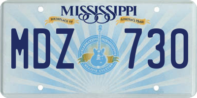 MS license plate MDZ730