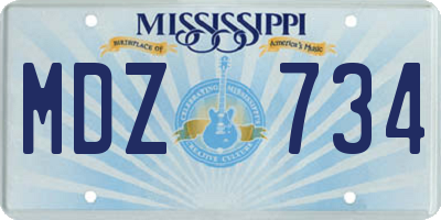 MS license plate MDZ734