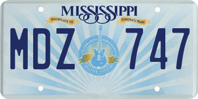 MS license plate MDZ747
