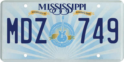 MS license plate MDZ749
