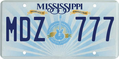 MS license plate MDZ777