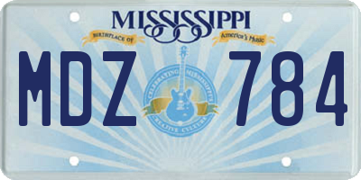 MS license plate MDZ784