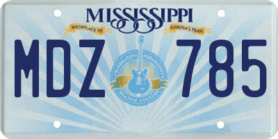 MS license plate MDZ785