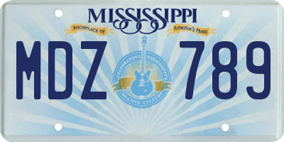 MS license plate MDZ789