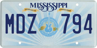 MS license plate MDZ794