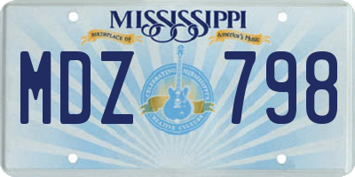MS license plate MDZ798
