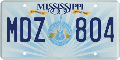 MS license plate MDZ804