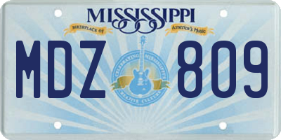 MS license plate MDZ809