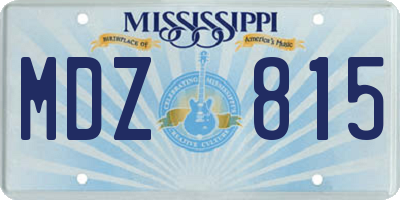 MS license plate MDZ815