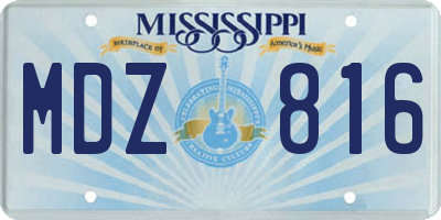 MS license plate MDZ816