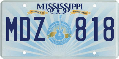 MS license plate MDZ818