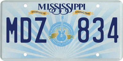 MS license plate MDZ834