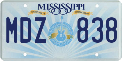 MS license plate MDZ838