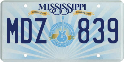 MS license plate MDZ839