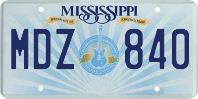 MS license plate MDZ840