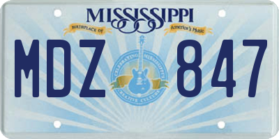 MS license plate MDZ847