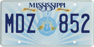 MS license plate MDZ852