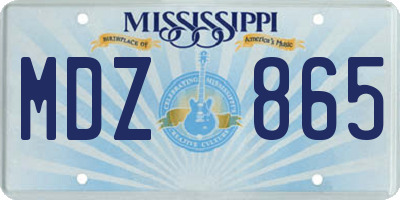 MS license plate MDZ865
