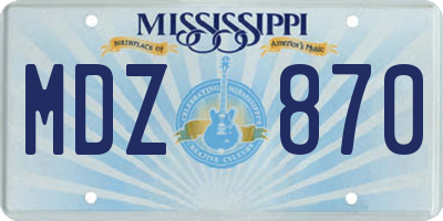 MS license plate MDZ870