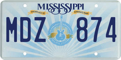 MS license plate MDZ874