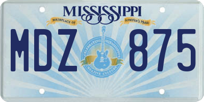 MS license plate MDZ875