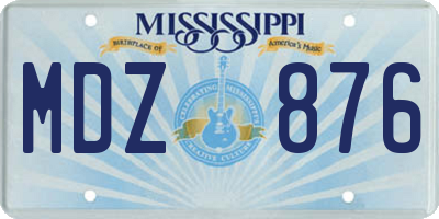 MS license plate MDZ876
