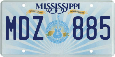 MS license plate MDZ885