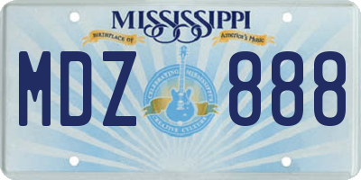 MS license plate MDZ888
