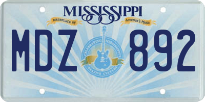 MS license plate MDZ892