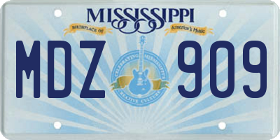 MS license plate MDZ909