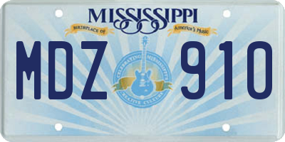 MS license plate MDZ910