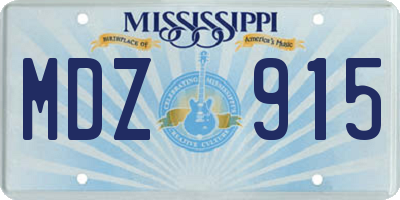 MS license plate MDZ915