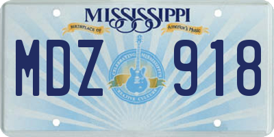 MS license plate MDZ918