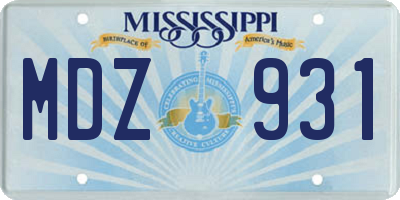 MS license plate MDZ931
