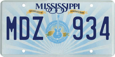 MS license plate MDZ934