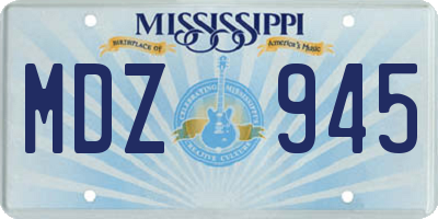 MS license plate MDZ945