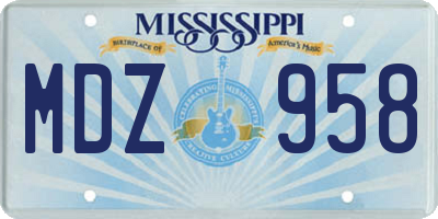 MS license plate MDZ958
